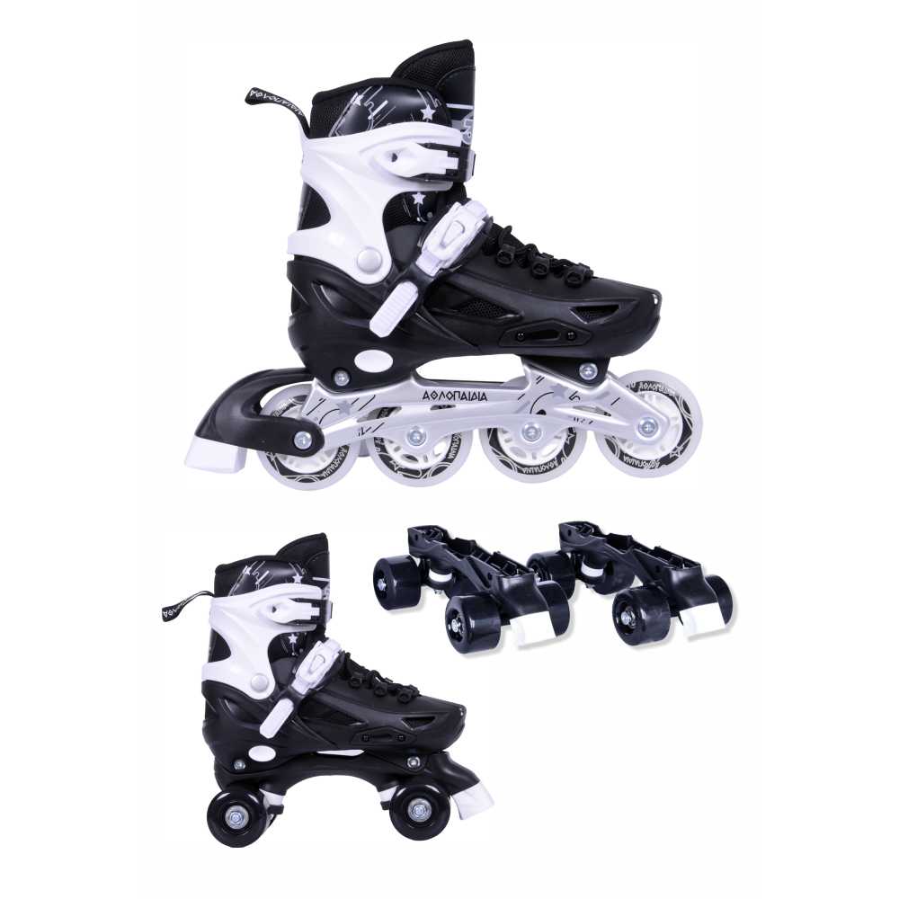 ΑΘΛΟΠΑΙΔΙΑ 10306 Αυξομειούμενα Πατίνια/Roller Skates 2 σε 1 – Μαύρο